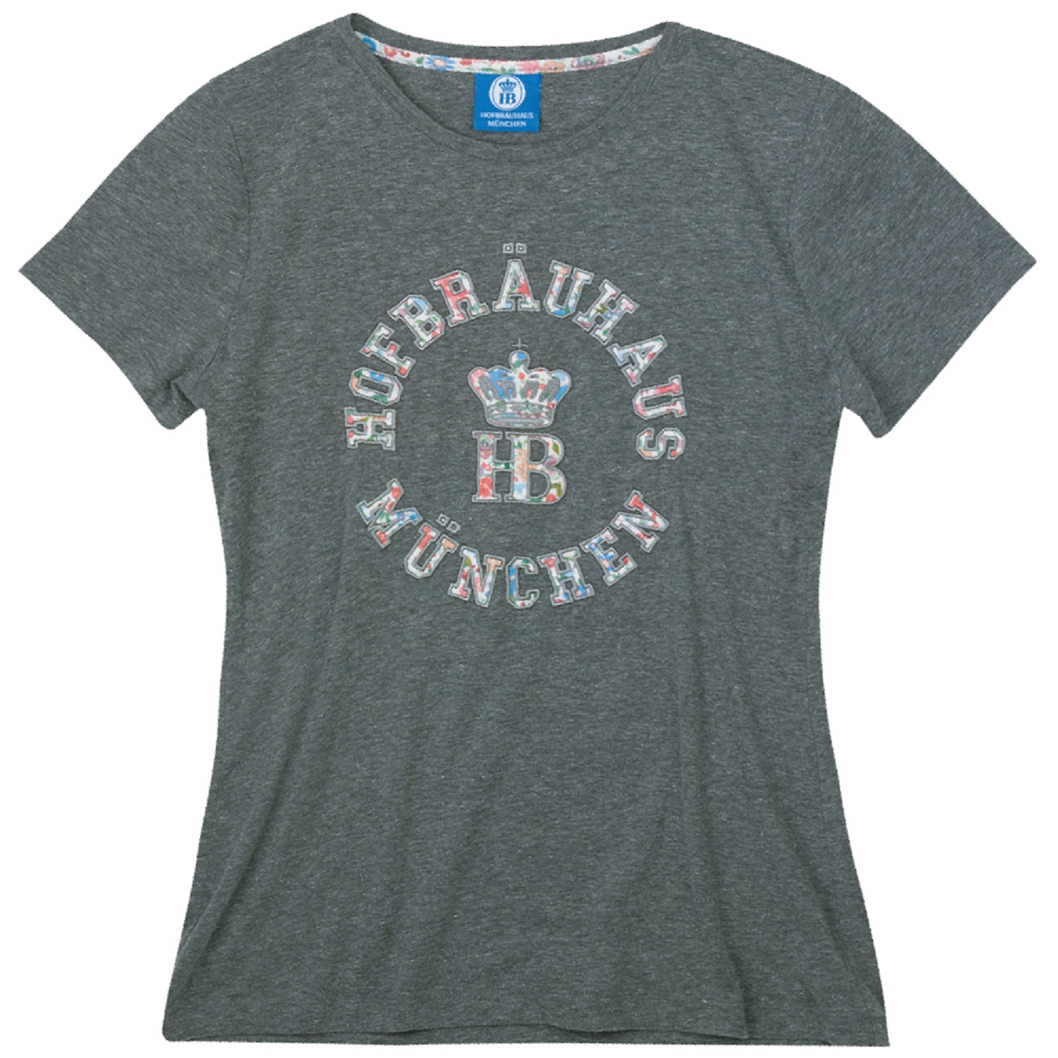 grünes Damen T-Shirt mit HB Logo in rund in Blumenornamenten