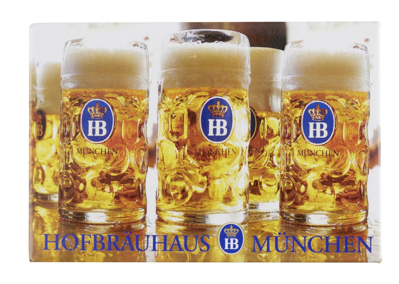 Magnet mit Maßkrug-Motiv und Hofbräuhaus München Logo